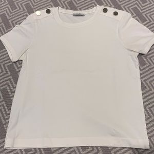 ZARA White Tee with silver button detail